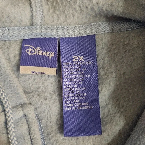Disney Eeyore‎ Women's 2X Zip Hoodie Sweatshirt Light Blue Fleece Plus Size - Picture 3 of 8